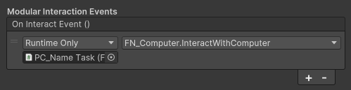 Screenshot of Interact() method in Unity